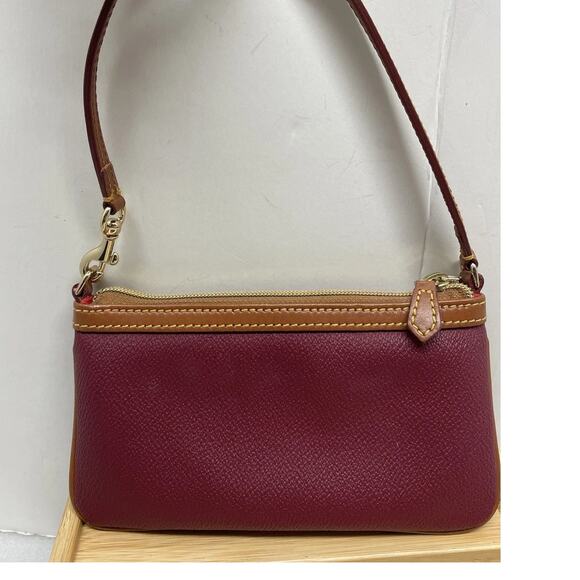 Dooney & Bourke Deep Red Textured Leather Zip Wristlet Handbag - Picture 2 of 9